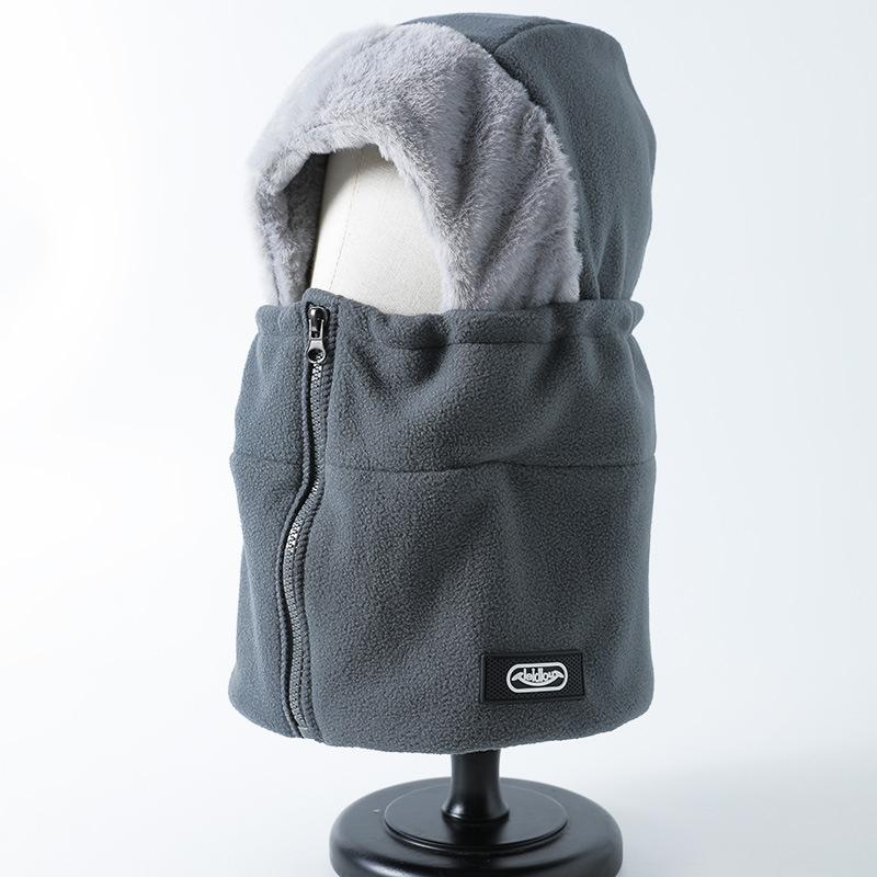

New winter cycling windproof cap, cycling cold-proof scarf, integrated fleece thermal ear protector Average size 56-58cm темно-сірий