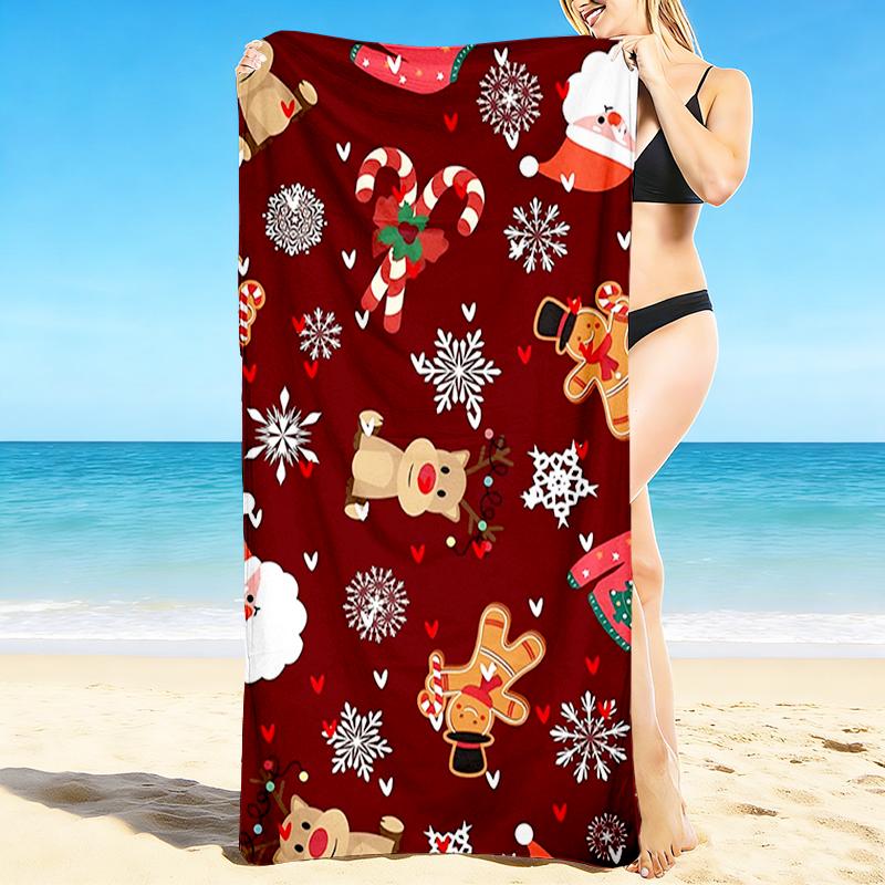 1Pc Christmas Holiday Beach Towel Quick Dry Multiuse For Beach Pool Gym Yoga Home Travel Christmas Halloween Xmas Gift S178