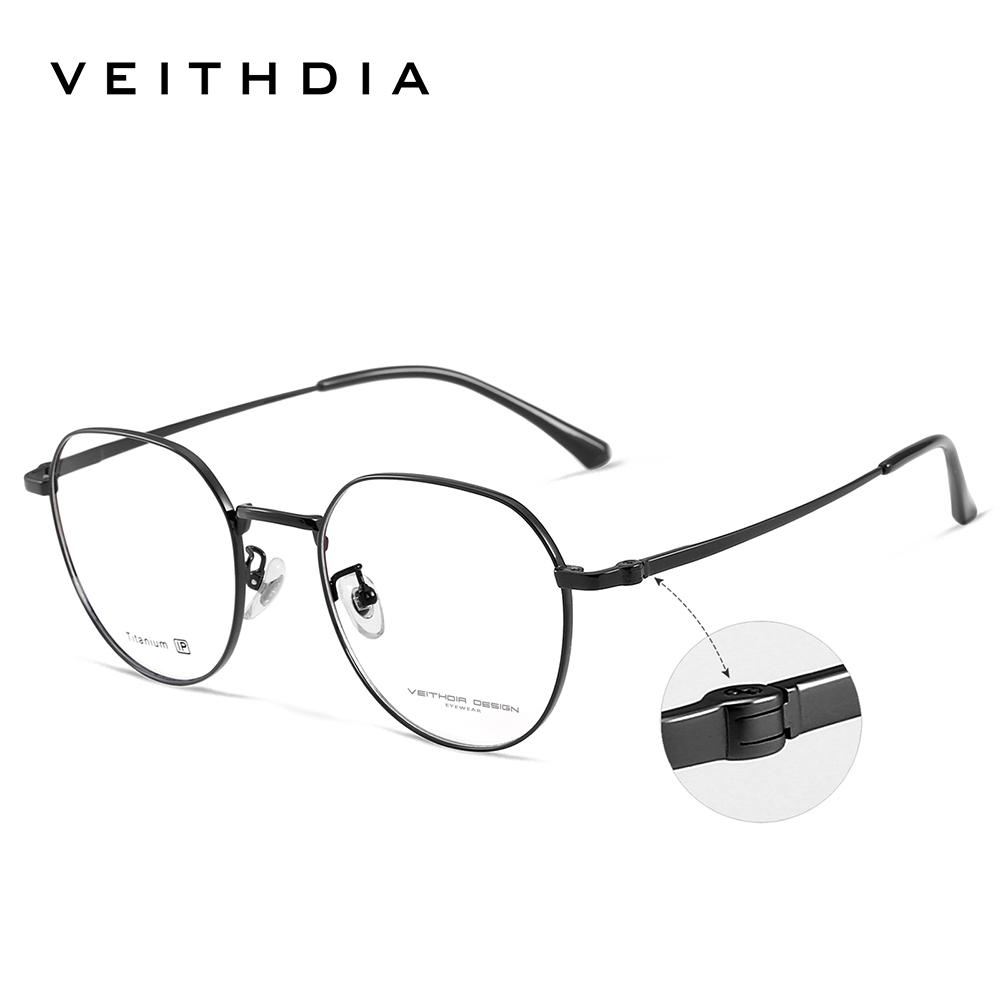 VEITHDIA Glasses Optical Titanium Alloy Frame Customizable prescription lens Eyeglasses Men Women Myopia Computer Eyewear V5587