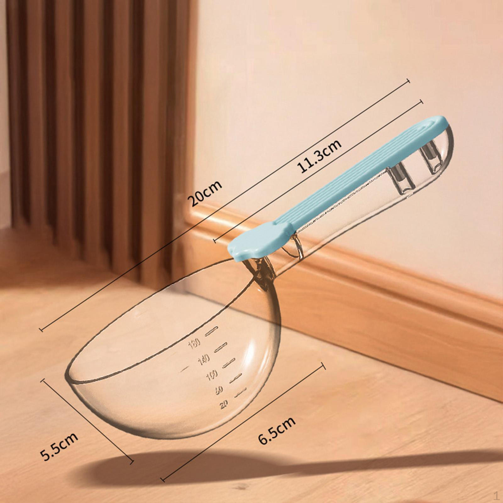 

Ложка Эргономичная ручка Прозрачная для щенка котенка со шкалой Мерная чашка для корма для домашних животных Зажим для пакета синий