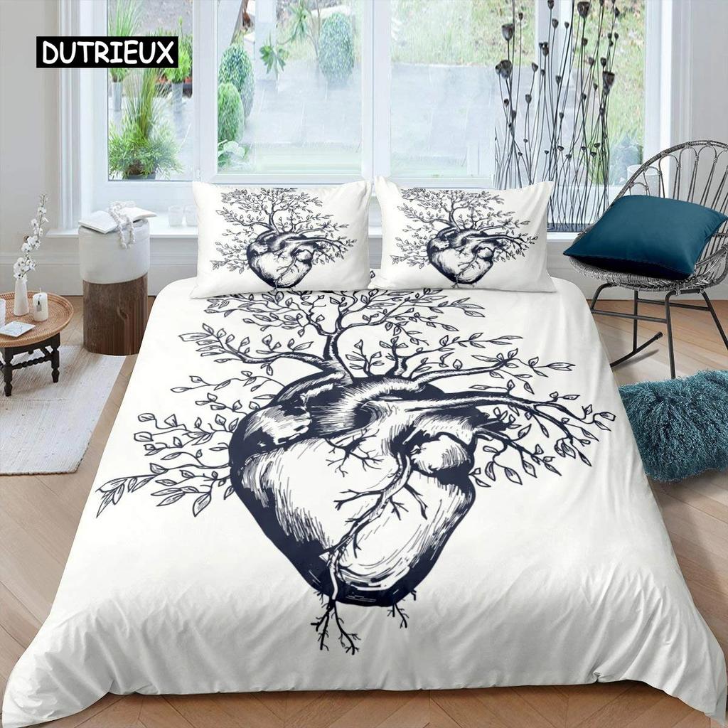 Tree of Life Duvet Cover Set Natural Scenery Bedding Set Botanical Branches Comforter Cover Autumn Leaves King Size Quilt Cover