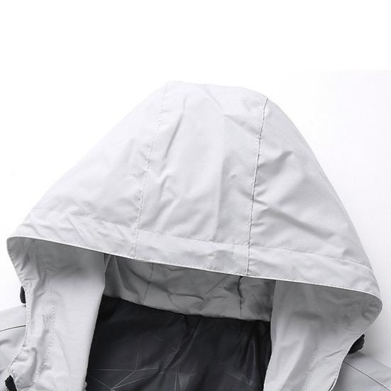 Pánská bunda Jednobarevná bunda s kapucí, dlouhým rukávem, bunda s kapsami, léga na zip, větruodolná, voděodolná, svrchní oblečení na běhání