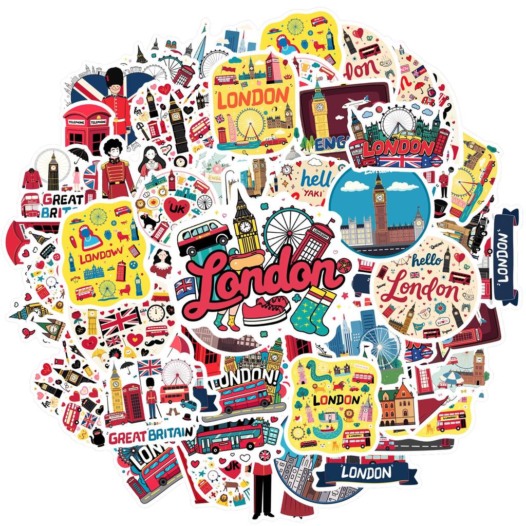 35pcs Cartoon British Culture Stickers Cute Landmarks Stationery Stickers London Stickers For DIY Phone Guitar Laptop Notebook