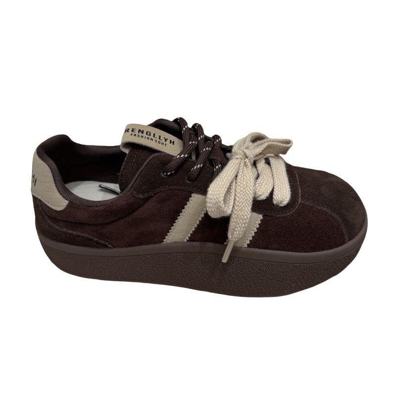 Platform-soled German training shoes increase in height New year's new lace-up board shoes Casual sports shoes Running single shoes