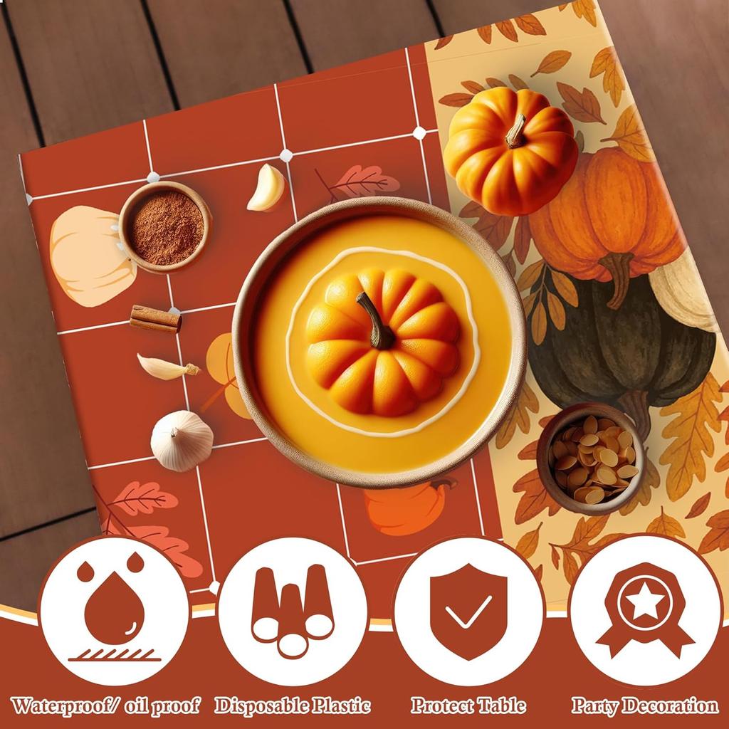 OHOME Thanksgiving Tablecloth - Thanksgiving Decorations - Friendsgiving Table Decor for Party Favors Essentials Backdrop Outdoor Indoor,52''x87'',2
