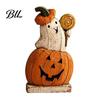 Gift for Halloween Enthusiasts Pumpkin Ghost Wooden Figurine, Vintage Tabletop Decor, Jack O Lantern Window Sill Ornaments Statue with Stable