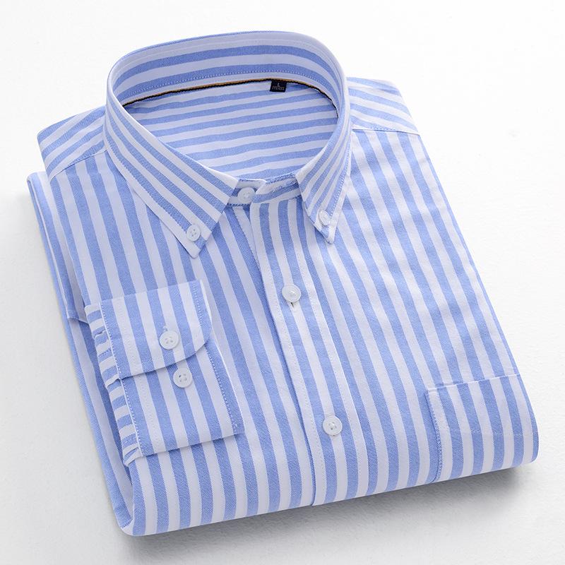 Men's All-Cotton High-End Retro Striped Shirt for Spring & Autumn