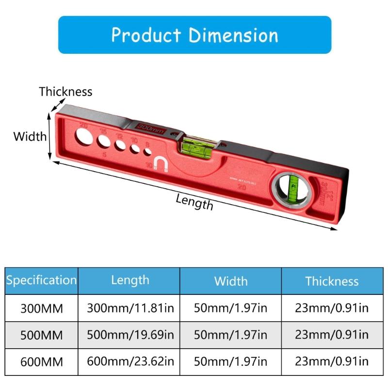 Torpedos Level, 3 Size Magnetic Torpedos Spirits Level Tool with Bubble 90/180Degrees Plastic Level