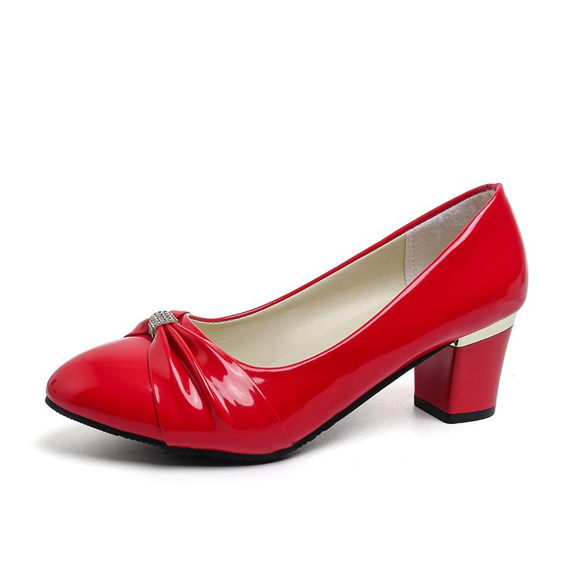 Damskie Buty Wysokiej Jakości Lakierowana Skóra Biznesowe Niskie Obcasy Eleganckie Modne Szpiczaste Płytkie Usta Jednokolorowe Damskie Mokasyny