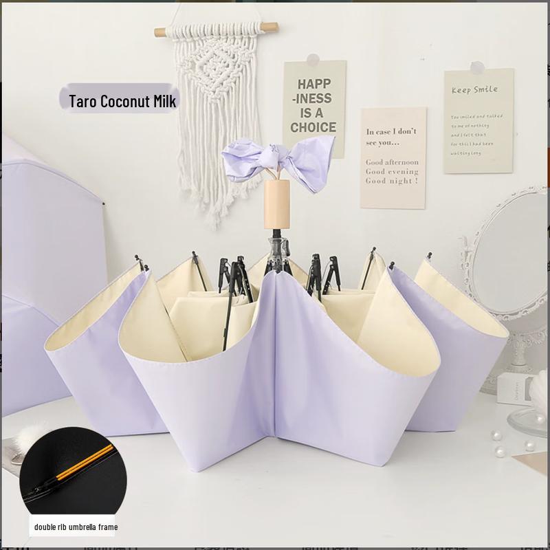 Tian Ai Imitation Wood Handle UV Protection Sun/Rain Umbrella