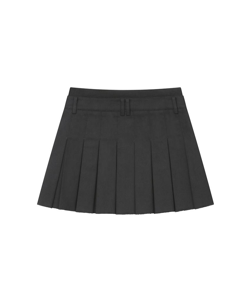 Miseki Seoul Ribbed Layered Pleats Skirt Charcoal
