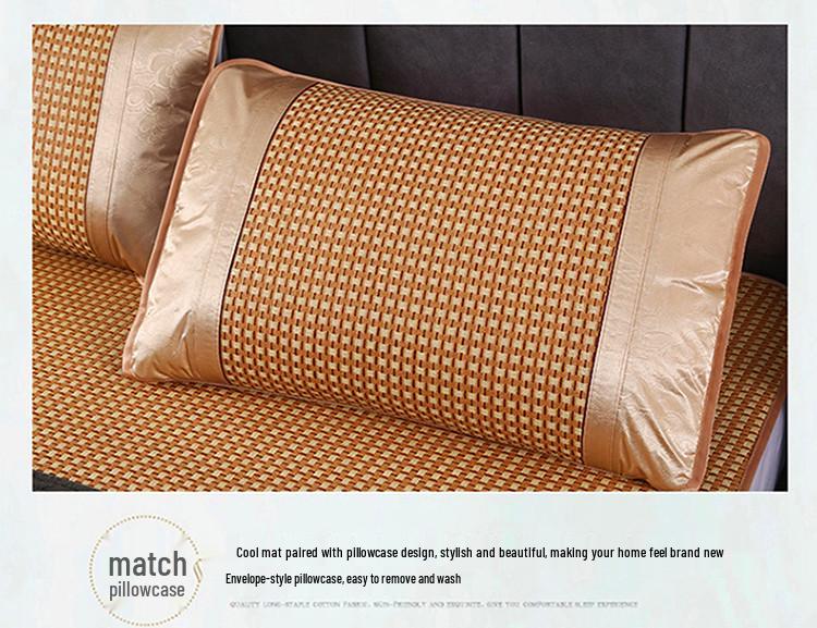 Washable Ice Silk Cool Pillowcase 48x74cm - Breathable, Sweat-Absorbent Summer Rattan Mat for Students