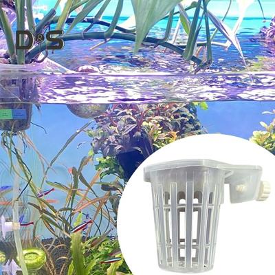 2Pcs Wall-Mounted Aquarium Plant Holder Aquatic Plant Hanger Fish Tank Basket Rack Hydroponic Plants Stand Cultivation Decoration Plastic Planter