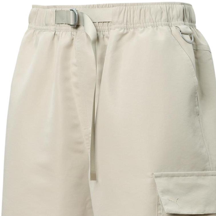 Puma Sports Lifestyle Series Solid Color Mid Waist Loose Breathable Casual Shorts Unisex Shorts Off-White 534755-64