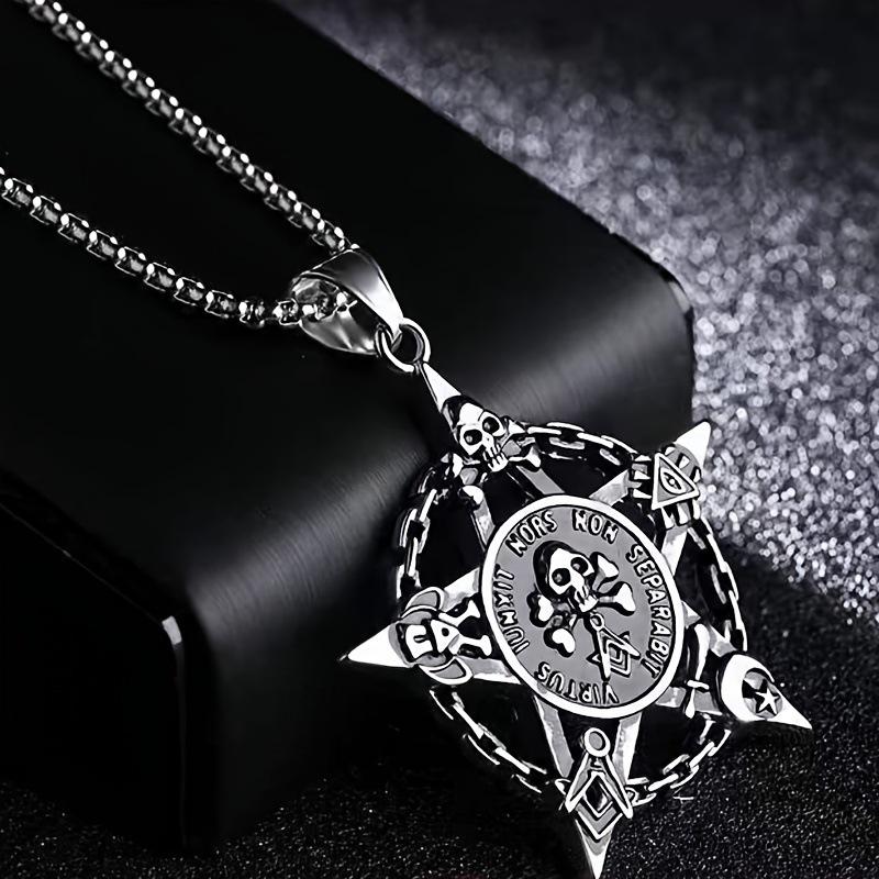 Pentagram Men's Skull Pendant Jewelry European and American Accessories Necklace Pendant