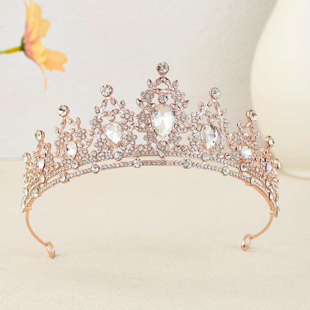 Couronne de mariée européenne et américaine, bandeau en strass coloré, couronne en alliage baroque, accessoires pour robe de mariée, accessoires pour cheveux