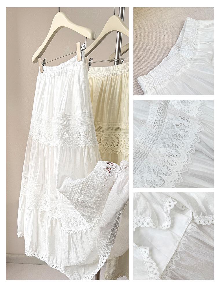 Koreanischer Stil A-Linien-Spitzenbesatz Midi-Rock 2026 - Hochtailliertes Schichtkuchen-Design