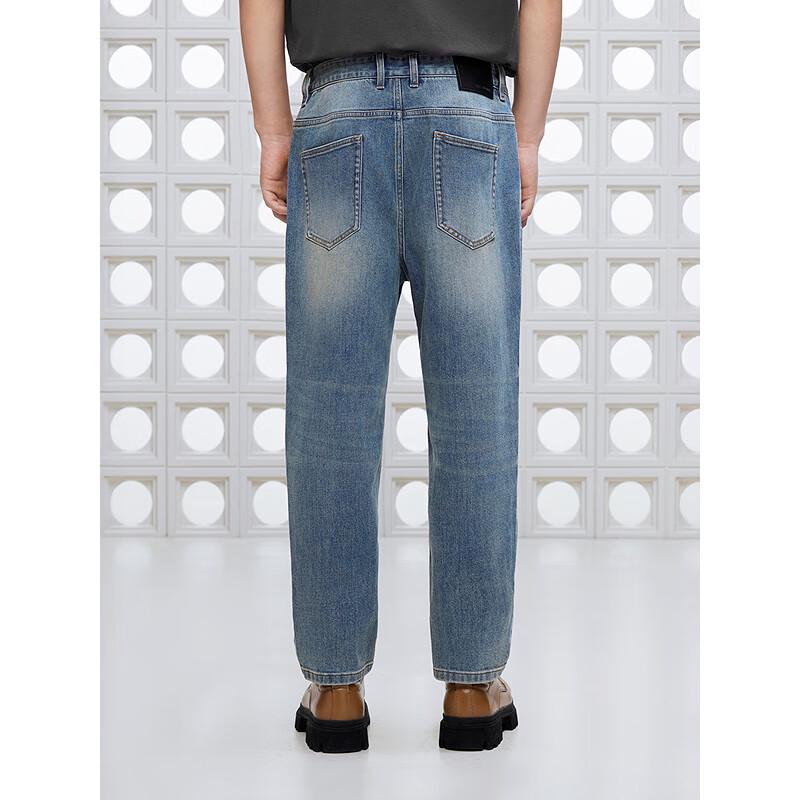 GXG Herren Klassische Tapered Cropped Washed Jeans