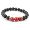 Handmade Imperial Stone & Volcanic Beaded Elastic Bracelet Necklace Set