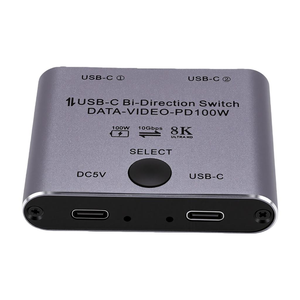 USB C Splitter 8K 60Hz 4K 144Hz 10Gbps PD100W 2 In 1 Out USB C KVM Switcher for 2 Computers Sharing with Cable