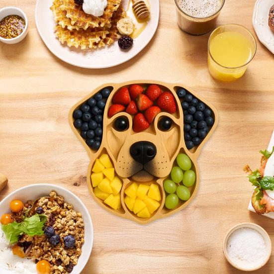 Wooden Serving Tray Dog Shaped Charcuterie Platter Appetizer Board for Cheese Meats Fruits Nuts Cookies