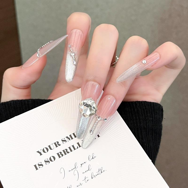 Cat's Eye Wearing Nail Pure Hand-made Nail Piece Fake Nail Wearing Nail Piece Advanced Sense Thin Dog Long