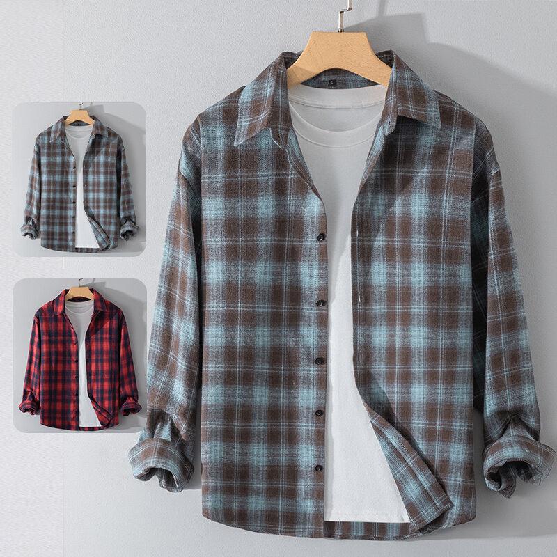 Fashion Spring and Autumn Mainly Promotes New Trendy Simple Contrasting Color Long-sleeved Plaid Neutral Shirt Jacket