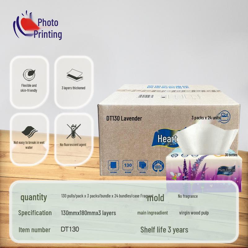 Xin Xiang Yin Unscented 3-Ply Facial Tissues, 130 Sheets, Soft Pack, S Size, 3-Pack, 72 Packs per Case
