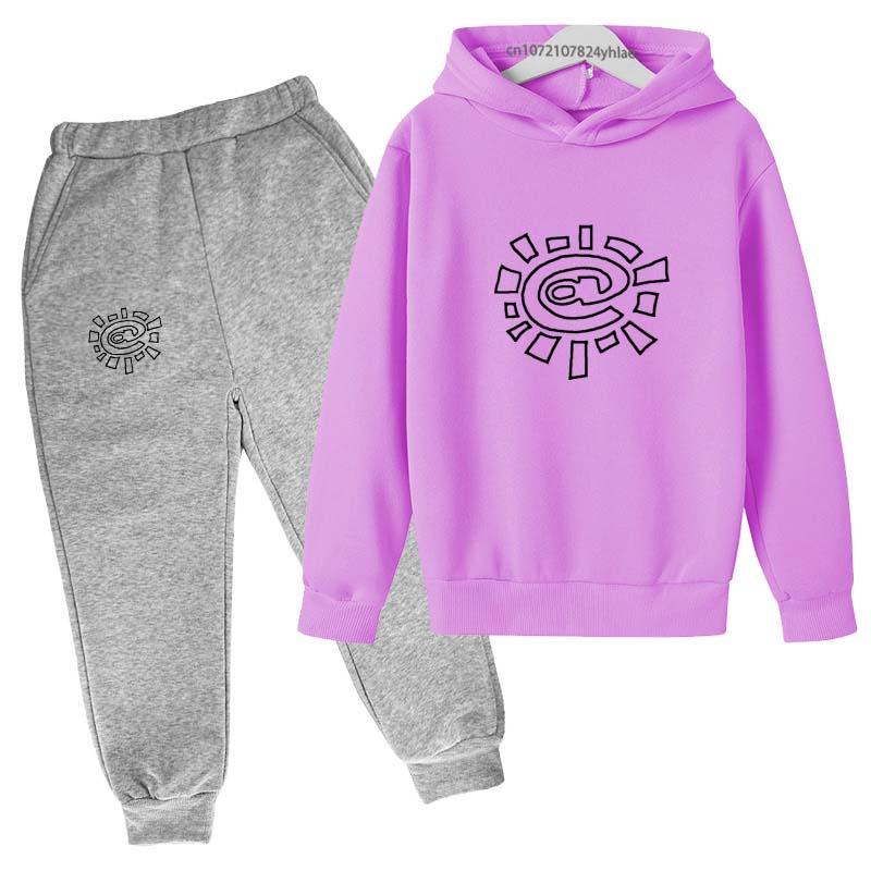 Kinder Mode Trend Buchstaben Print 2-teilig Pullover Hoodie+Hose Trainingsanzüge 2-13 Jahre Jungen Mädchen Streetwear Outfits Kinderbekleidung