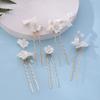 5PCS U-Shape Hairpin with Ceramic Flower Anti-slip Stable Grip Wedding Bridal Headdress for Birthday Stage Party Hairstyle Making