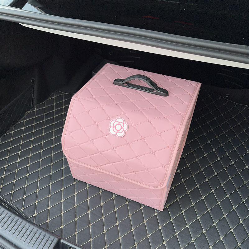 

Рожевий складаний органайзер для багажника автомобіля - Багатофункціональний ящик для зберігання автоаксесуарів 33CM Length рожевий
