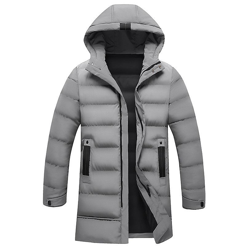 Winter New Cotton-padded Jacket Men's Korean Version of Long Down Cotton-padded Jacket Padded Hooded Plus Size Cotton-padded Jacket Men.