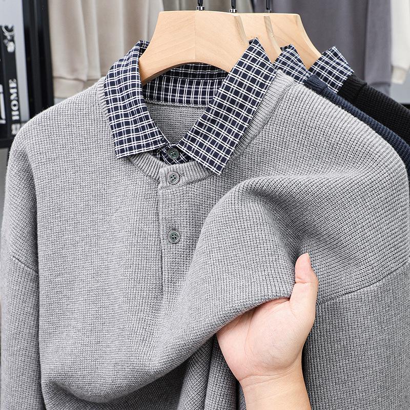 2025 Mom's Stylish Knitted Base Sweater for Middle-Aged Women - Autumn/Winter Two-Piece Look