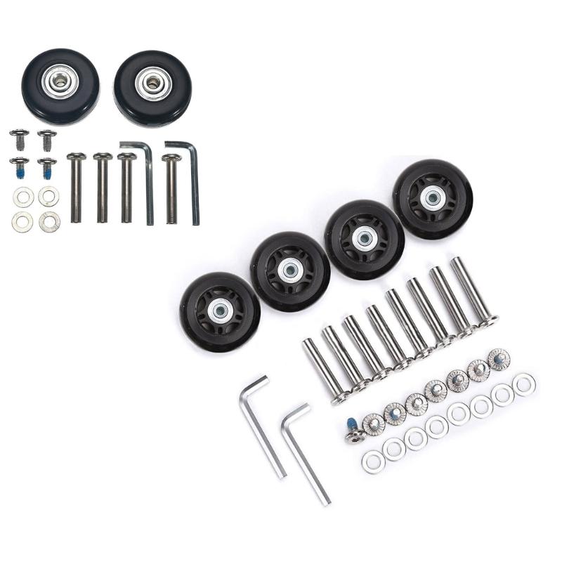 Rubber Casters Replacement for Luggage OD 45x18mm/70x24mm Metal Bearings Axles Heavy Duty Suitcase Wheel Replacement Kit
