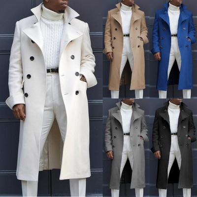European and American Fashion Woolen Coat Autumn British Woolen Double-breasted Extended Coat