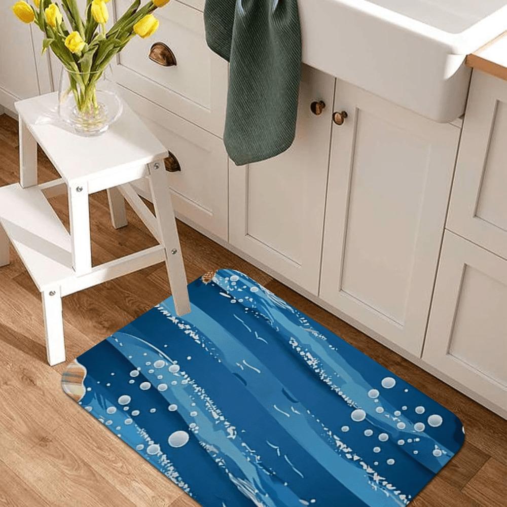 1PC Rainbow Gradient Roses Kitchen Rug Non-Slip Door Mat Pop Design Bathroom Rug Bath Mat Carpet for Home Sink Laundry Decor