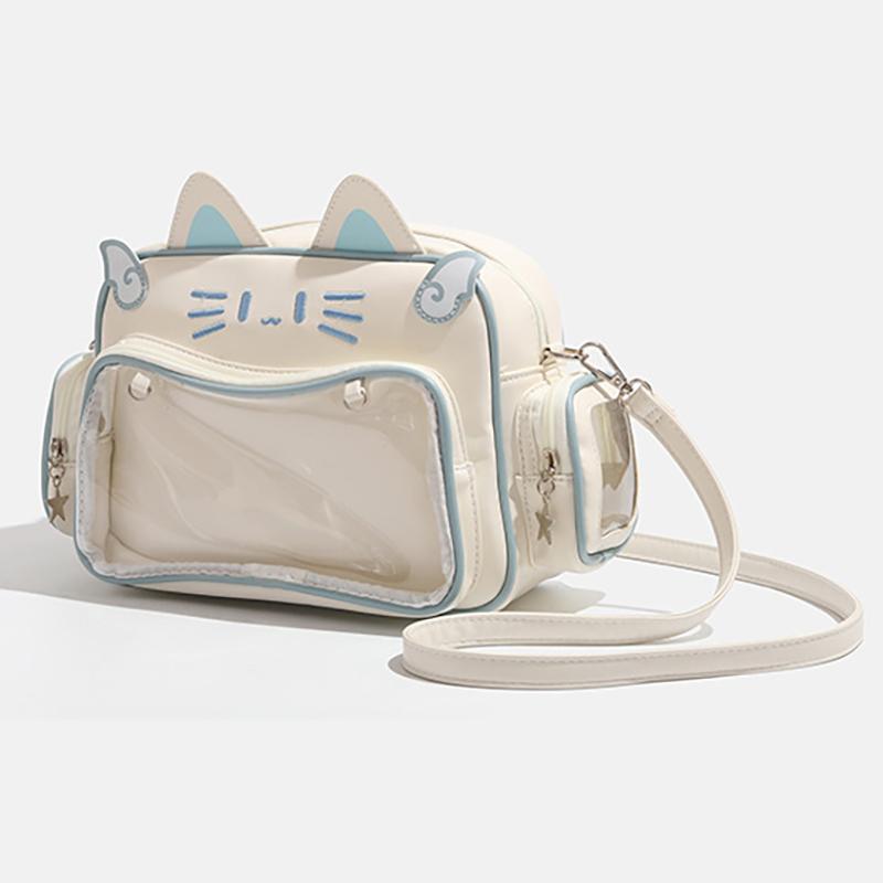 Y2K Ita Bag Cat Pu Backpack – Foldable, Adjustable Strap, Secure Zipper, Preppy Style Cute Schoolbag