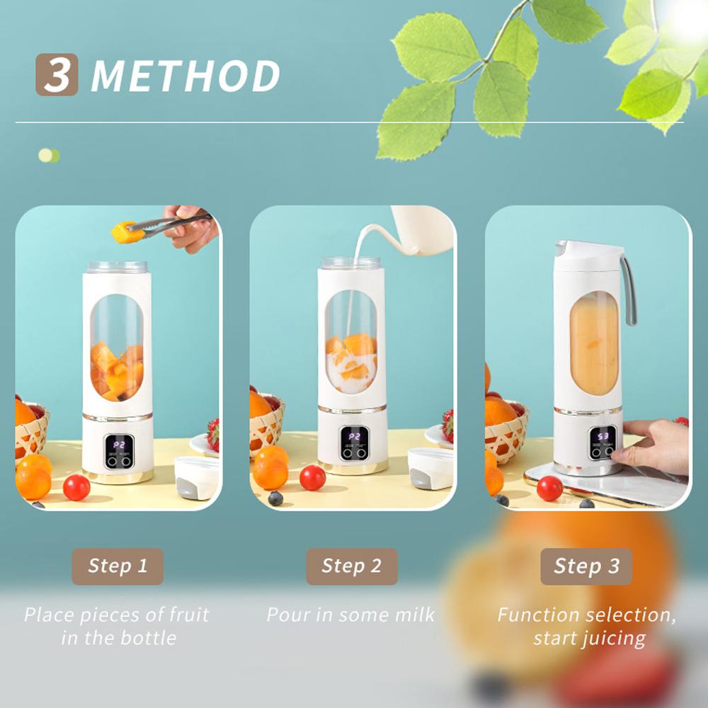 2024 New Electric Juicer USB Charging Mini Portable Blender Fruit Mixers 450M Digital Display Juice Cup Blender Smoothies Mixer