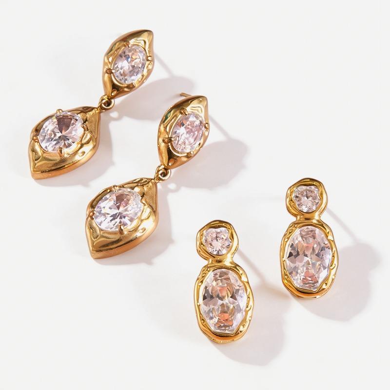 Jingqiao roestvrij staal zirkonia oorbellen licht luxe high-end oorstekers niche titanium staal oorbellen k sieraden