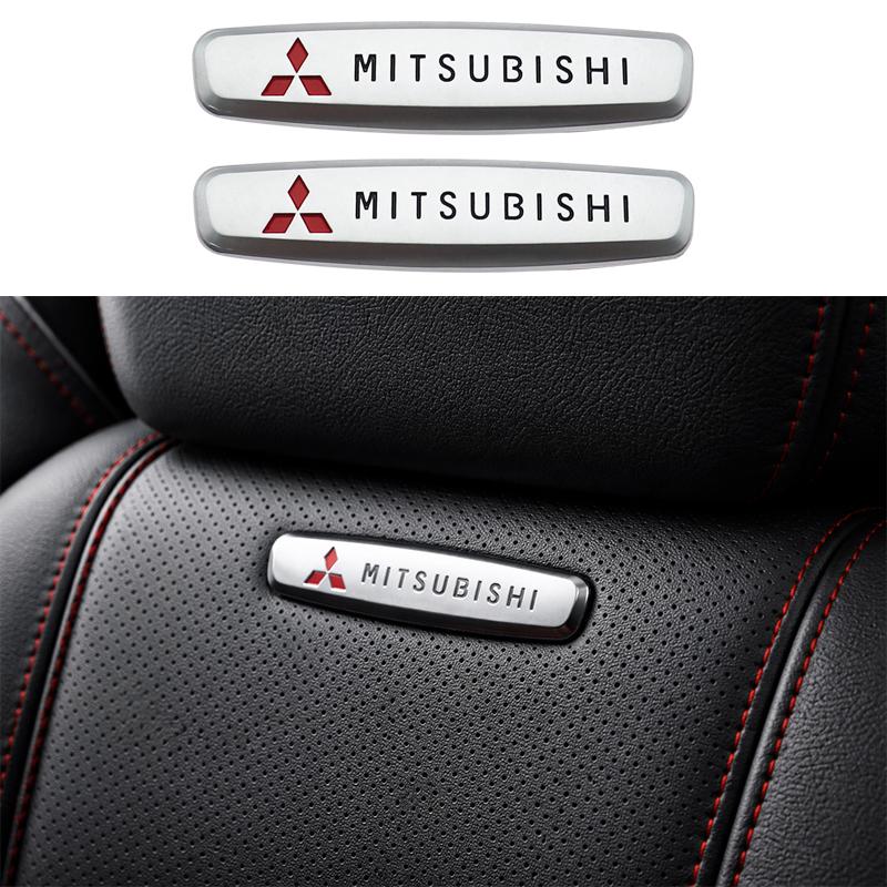 2pcs/1pair Mitsubishi metal Car seat Emblem Car Internal Clips Console Decoration Badge Sticker Car Emblem styling Accessories