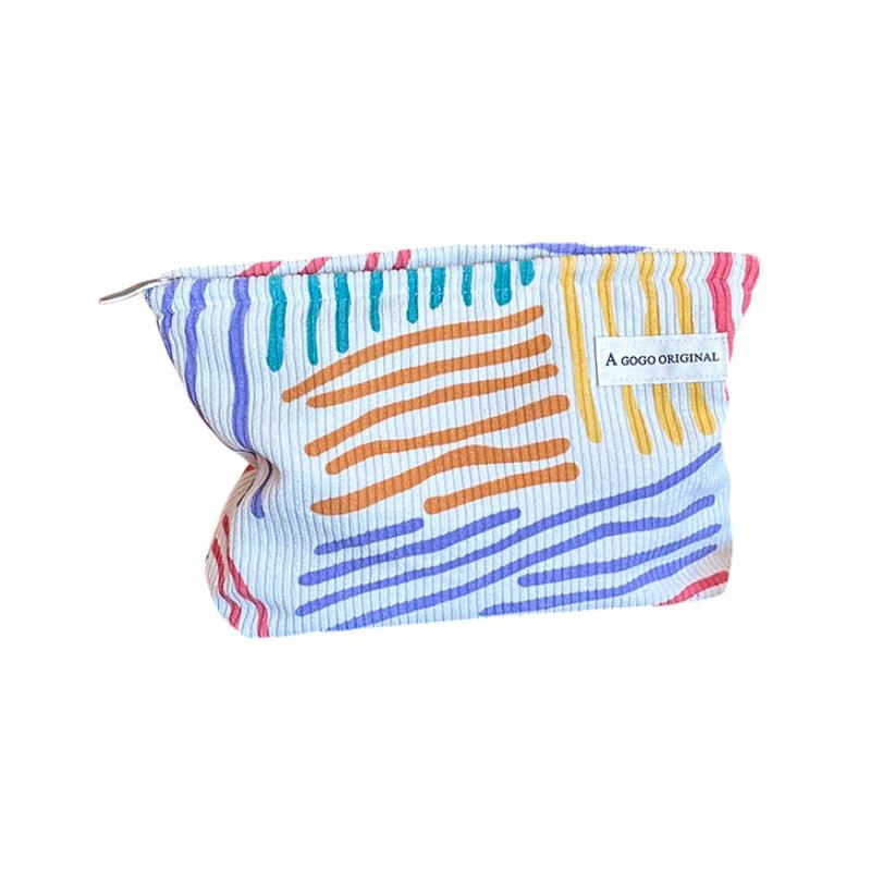 

1 шт. Косметичка из цветного вельвета в полоску, портативная сумка для туалетных принадлежностей, для средств по уходу за кожей, разных мелочей, эстетичная, для альпинизма, рождественский подарок