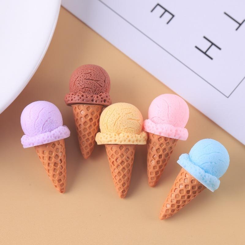 D Simulation Ice Cream Cone Resin Diy Pendant For Keychain Phone Chain