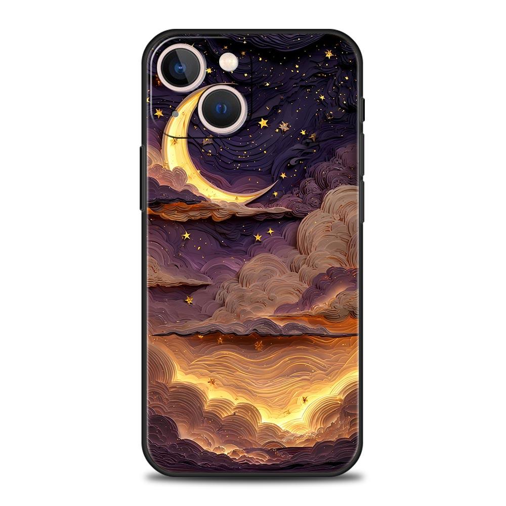 Moon Cloud Comic Style Phone Case For Samsung Galaxy S26 S25 S24 S23 S22 S20 Ultra S21 FE 5G S10 Plus TPU Shockproof Cover