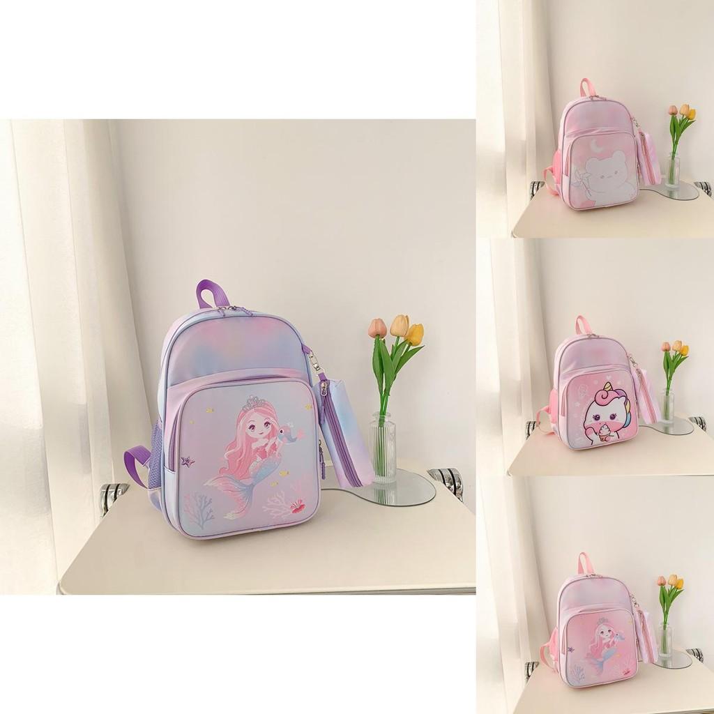 Adorable Children's Backpack For Girls With Cute Cartoon Bear Design Spacious And Lightweight Canvas Book Bag