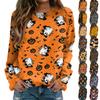 Women's Casual Neck Long Sleeve Raglan Halloween Print Sweatshirt