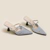 Grape mother summer new high-heeled sandals women's high-end sense summer not tired feet pointed single shoes casual breathable women's shoes