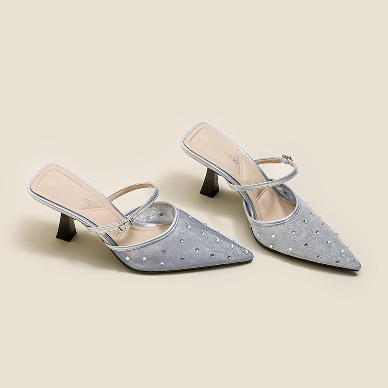 Grape mother summer new high-heeled sandals women's high-end sense summer not tired feet pointed single shoes casual breathable women's shoes