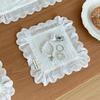 Korean Style Soft Flounced Lace Ruffle Placemats Non-Slip Dustproof Table Pads for Living Room Tea Table Decor
