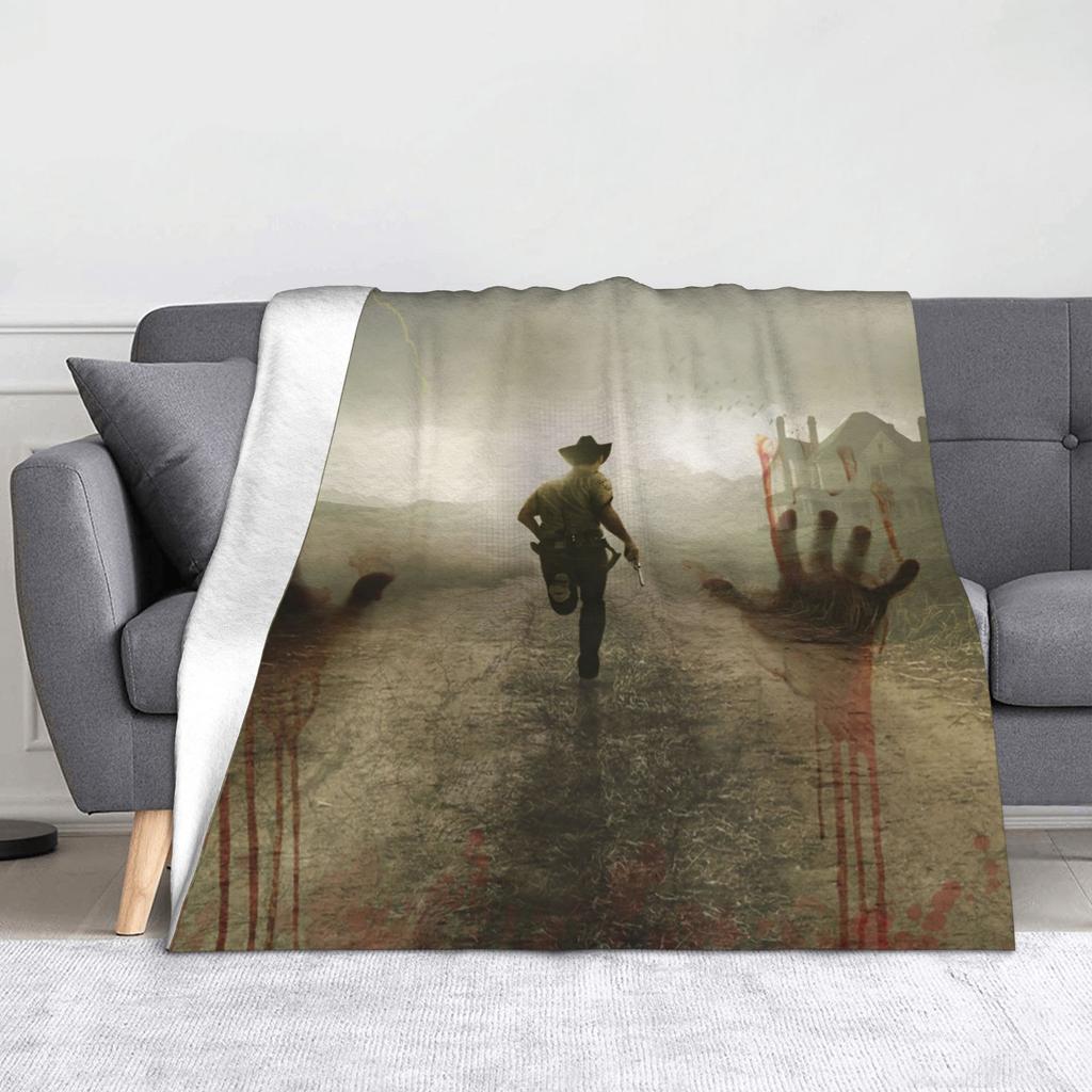 The Walking Dead Horror Movie Blanket Fleece Rick Grimes Daryl Dixon Carl Comic Warm Throw Blanket for Bedding Couch Bed Rug