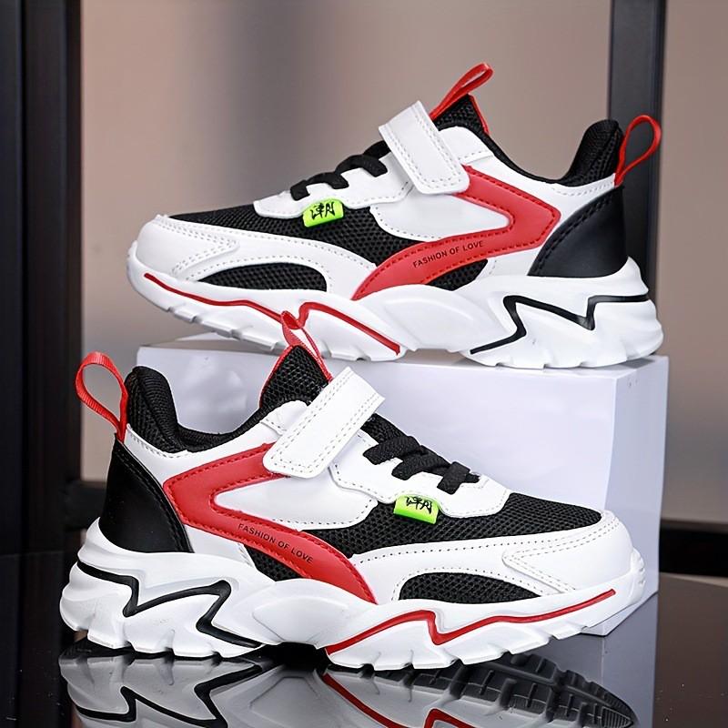 Kids Breathable Mesh Synthetic Leather Sneakers Boys Running Basketball Casual